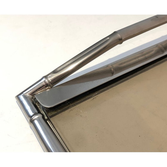 Image 1 of Vintage smoked glass tray, France 1970