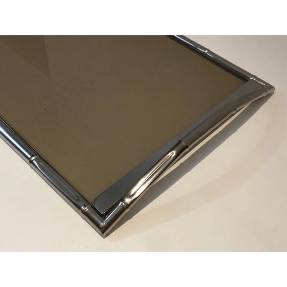 Image 1 of Vintage smoked glass tray, France 1970