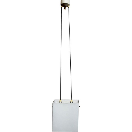 Vintage cubic ceiling light in opaline 1960s