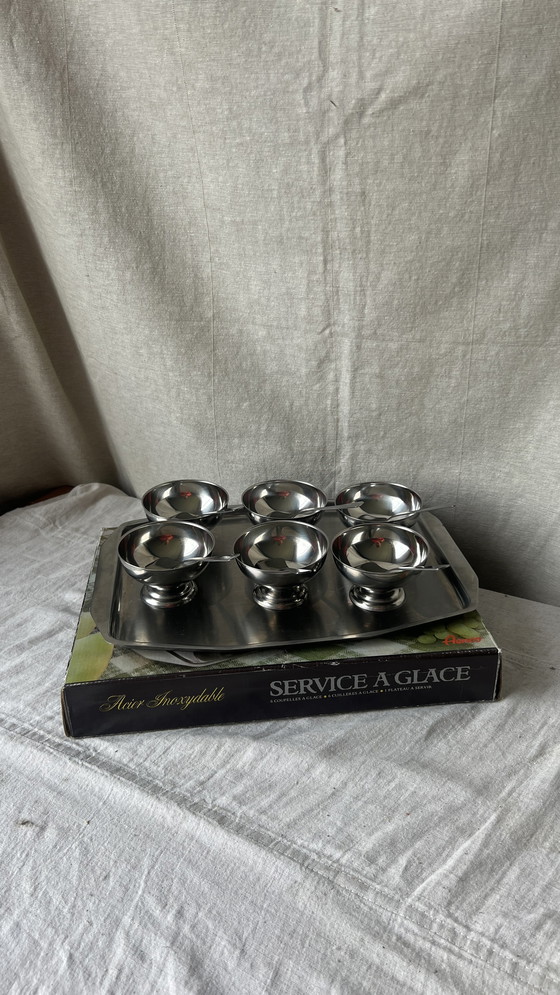 Image 1 of Vintage silver stainless steel coupes new in box