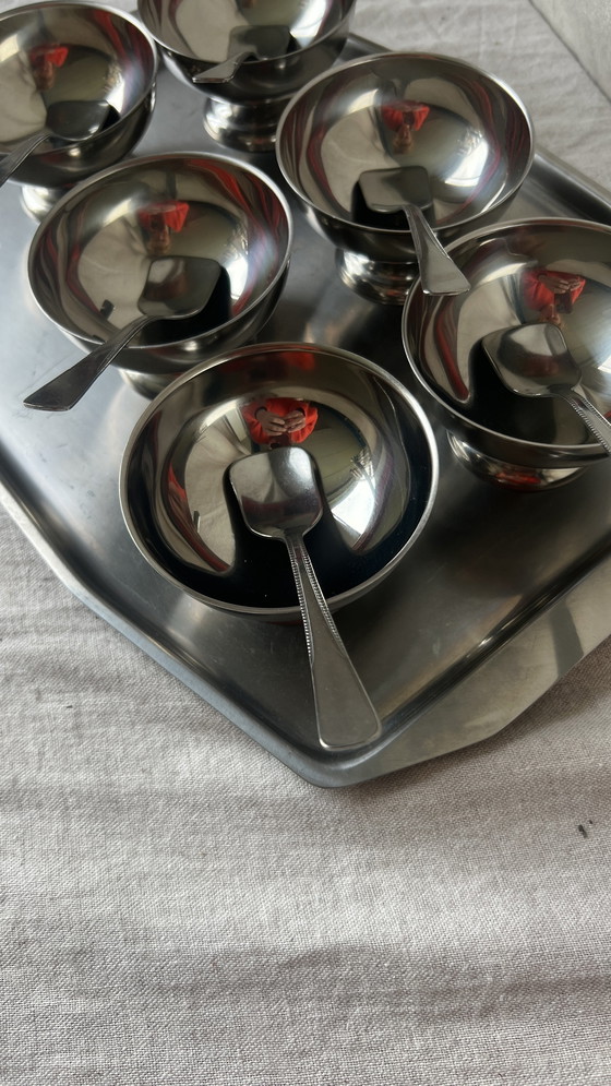 Image 1 of Coupes vintage en acier inoxydable argenté nouvelles dans leur boîte