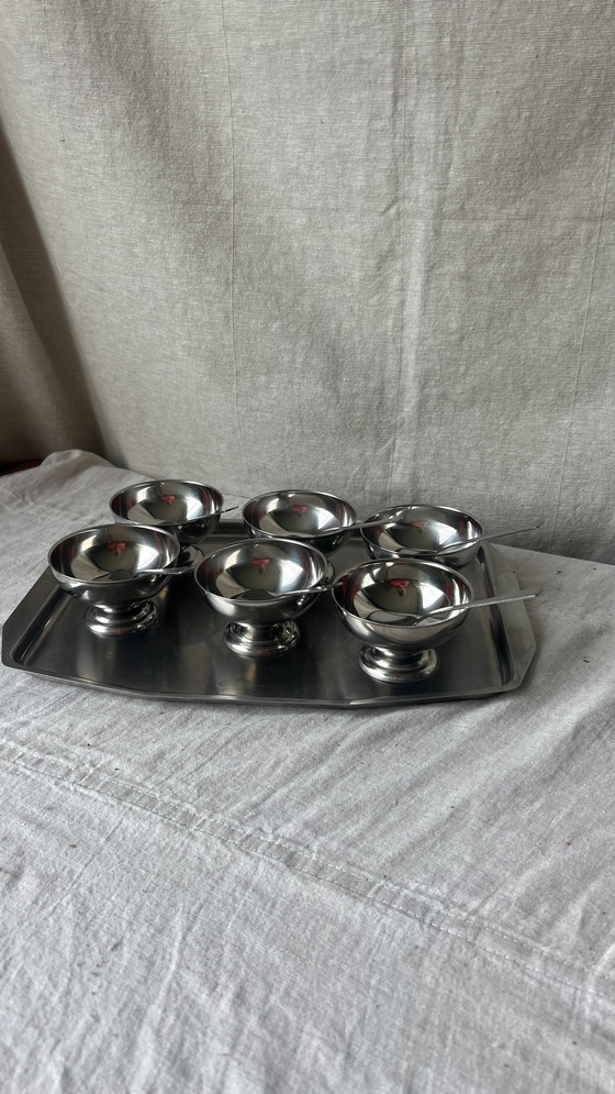 Image 1 of Coupes vintage en acier inoxydable argenté nouvelles dans leur boîte