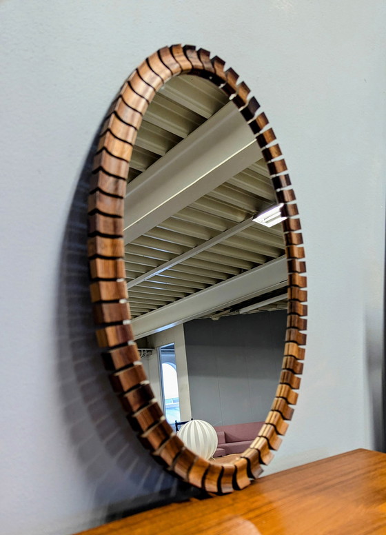 Image 1 of Vintage Danish Mirror- Oval- Rosewood