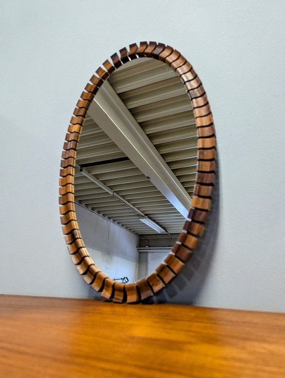 Image 1 of Vintage Danish Mirror- Oval- Rosewood
