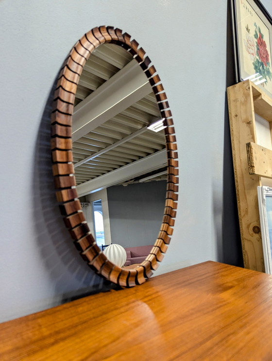 Image 1 of Vintage Danish Mirror- Oval- Rosewood