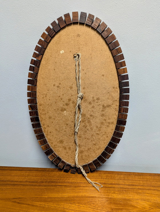 Image 1 of Vintage Danish Mirror- Oval- Rosewood