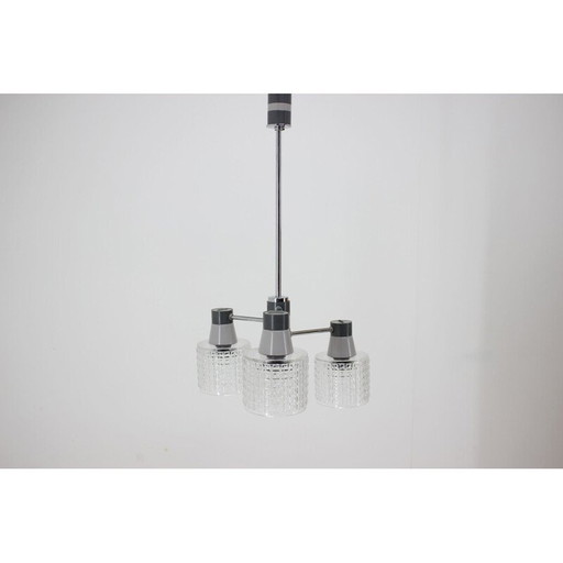 Vintage chandelier in chrome by Drukov, 1970