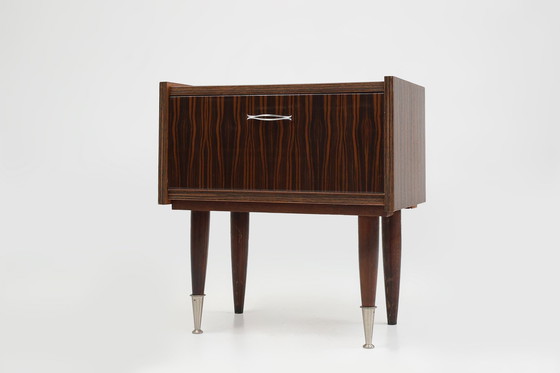 Image 1 of Comodino vintage in legno con dettagli cromati, Belgio anni '60