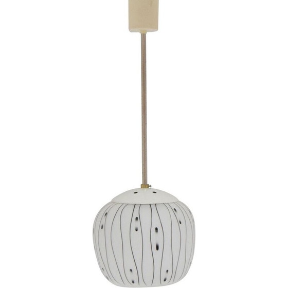 Image 1 of Vintage glass and metal suspension lamp, Czechoslovakia 1960