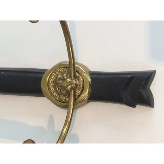 Image 1 of Coppia di applique in bronzo laccato nero con decorazione a testa di leone.