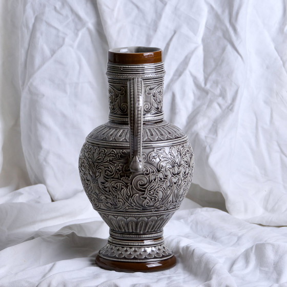 Image 1 of Large 19th-century (1840) Barbotine Carafe with Wheelhead