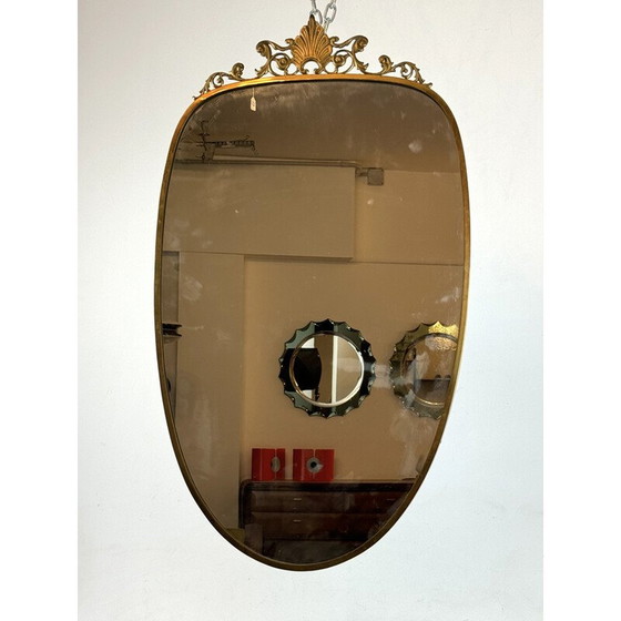 Image 1 of Specchio vintage con cornice in ottone, Italia 1950