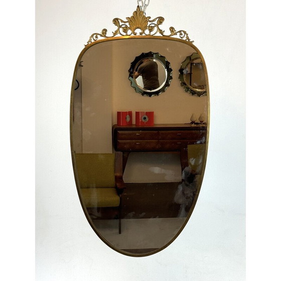 Image 1 of Specchio vintage con cornice in ottone, Italia 1950