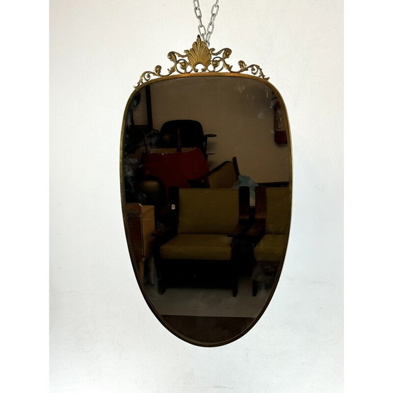 Image 1 of Specchio vintage con cornice in ottone, Italia 1950