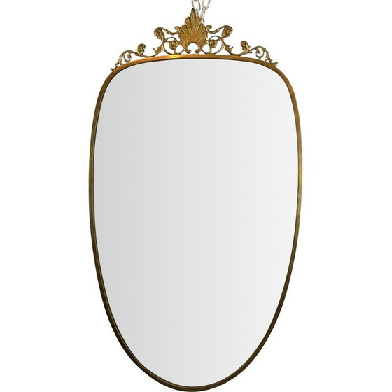 Image 1 of Specchio vintage con cornice in ottone, Italia 1950