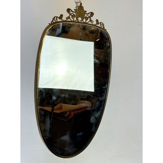 Image 1 of Specchio vintage con cornice in ottone, Italia 1950
