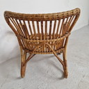 Fauteuil Belse 8 en rotin, dossier bas 1950