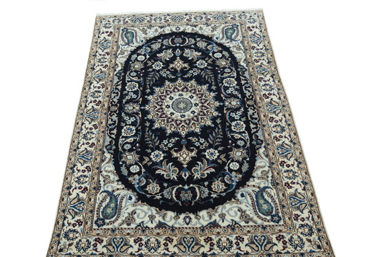 Image 1 of Hand-knotted Nain 9 La Carpet With Silk - 203 X 128 Cm