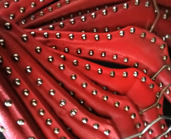 Image 1 of Fifties Red Coat Hangers With Nails