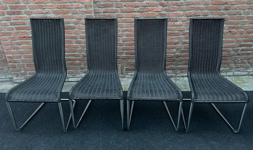 Set Of 4 Black Tecta B25 Cantiliver Chairs - 1970S