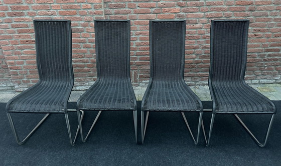 Image 1 of Set Of 4 Black Tecta B25 Cantiliver Chairs - 1970S