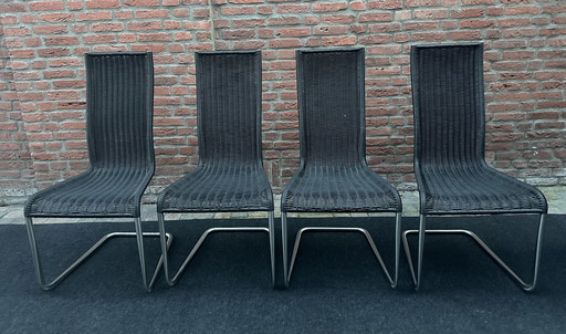 Set Of 4 Black Tecta B25 Cantiliver Chairs - 1970S