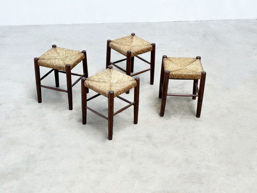 Set Of Four French Rustic Stools