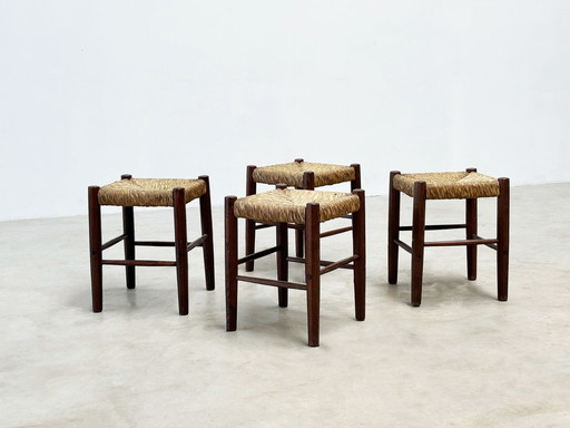 Set Of Four French Rustic Stools