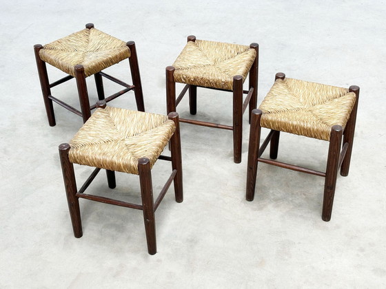 Image 1 of Set Of Four French Rustic Stools