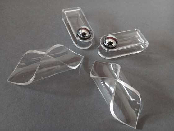 Image 1 of 4X Guzzini Italy Space Age Acrylic Napkin Ring 1970'S Designer Ambrigio Rossari