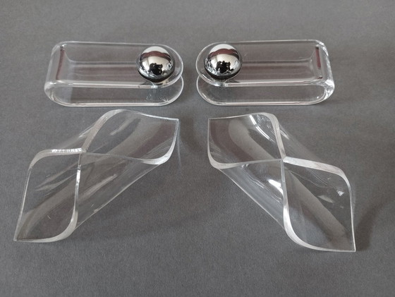 Image 1 of 4X Guzzini Italy Space Age Acrylic Napkin Ring 1970'S Designer Ambrigio Rossari