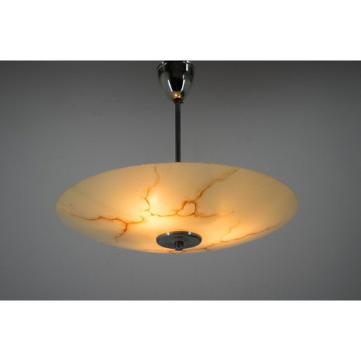 Vintage pendant lamp in glass and polished metal for Napako, 1960