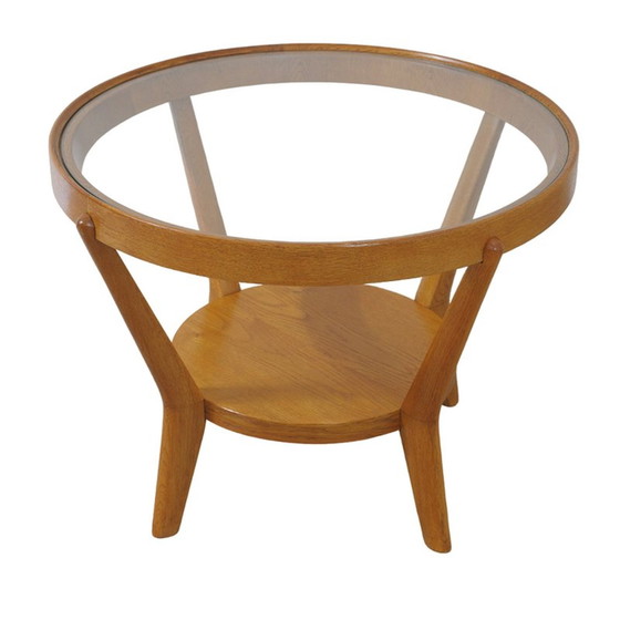 Image 1 of Vintage oak glazed coffee table by Kropacek and Kozelka, Czechoslovakia 1944