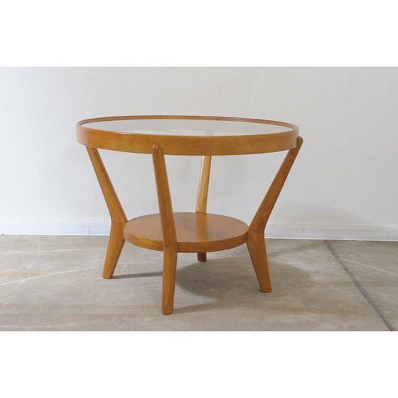 Image 1 of Vintage oak glazed coffee table by Kropacek and Kozelka, Czechoslovakia 1944
