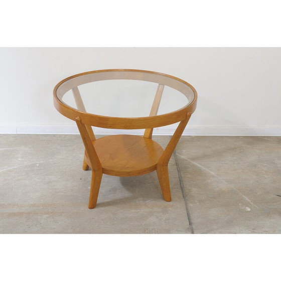 Image 1 of Vintage oak glazed coffee table by Kropacek and Kozelka, Czechoslovakia 1944