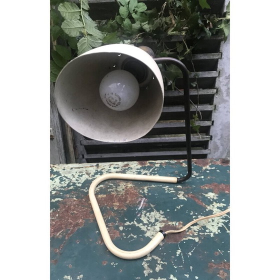 Image 1 of Vintage articulated lamp in brass with base sheathed by Jean Boris Lacroix, 1950