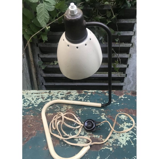 Image 1 of Vintage articulated lamp in brass with base sheathed by Jean Boris Lacroix, 1950