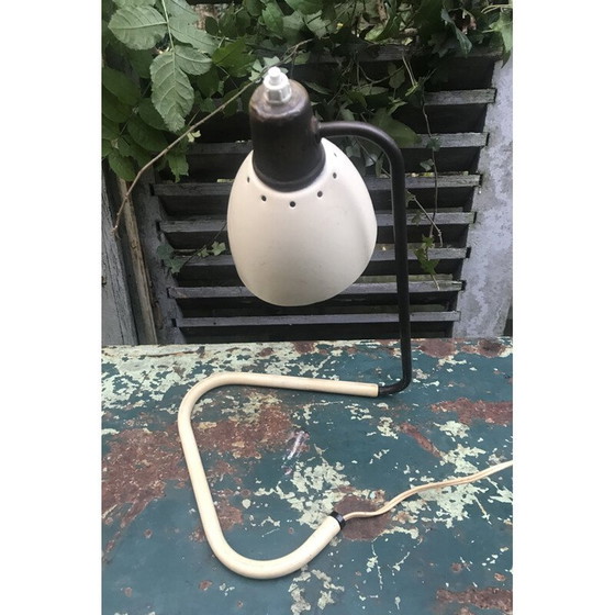 Image 1 of Vintage articulated lamp in brass with base sheathed by Jean Boris Lacroix, 1950
