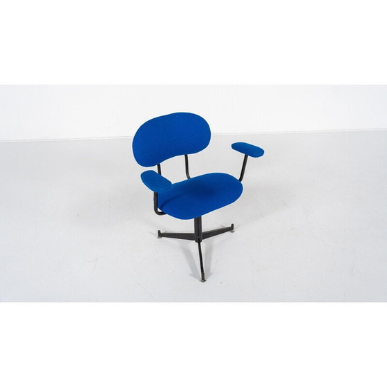 Image 1 of Vintage blue swivel office armchair
