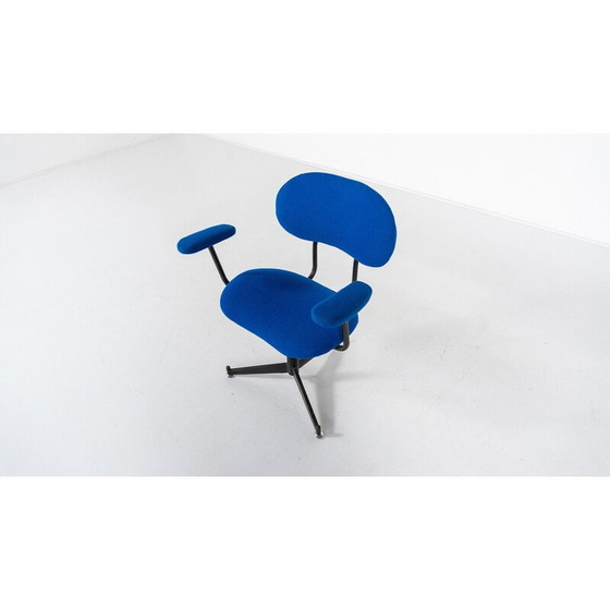 Image 1 of Vintage blue swivel office armchair
