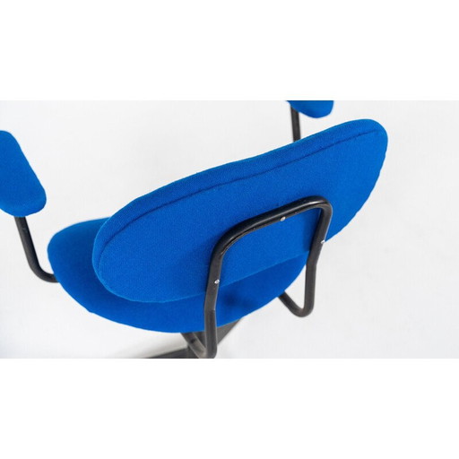 Poltrona girevole da ufficio blu vintage