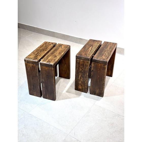 Image 1 of Pair of vintage "les arcs" stools by Charlotte Perriand, 1960