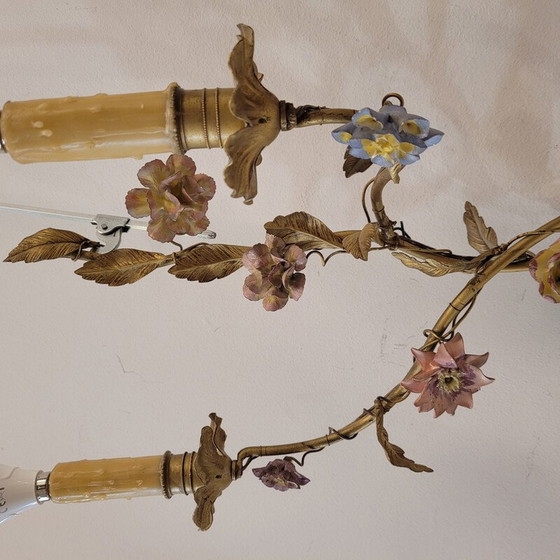 Image 1 of Pair of vintage gold metal wall lamp, Italy