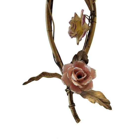 Image 1 of Pair of vintage gold metal wall lamp, Italy