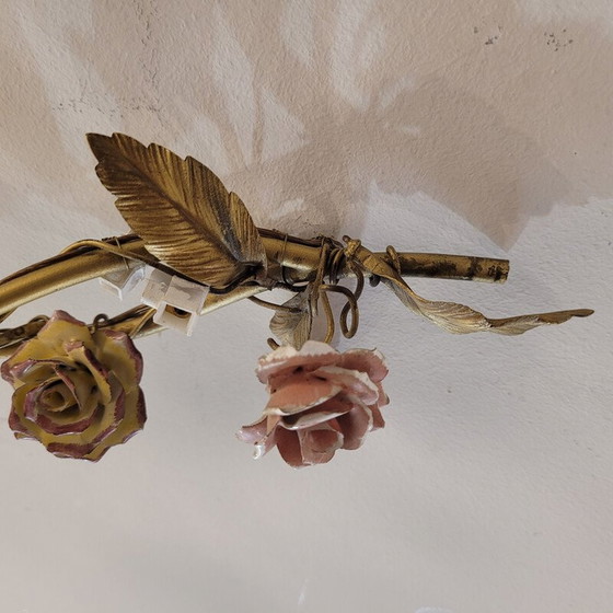 Image 1 of Pair of vintage gold metal wall lamp, Italy