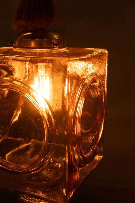 Image 1 of Lampada a sospensione in vetro Japandi, lampada cubica vintage in vetro bohémien