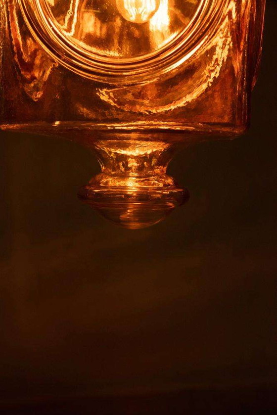Image 1 of Lampe suspendue en verre Japandi, lampe cubique bohème en verre vintage