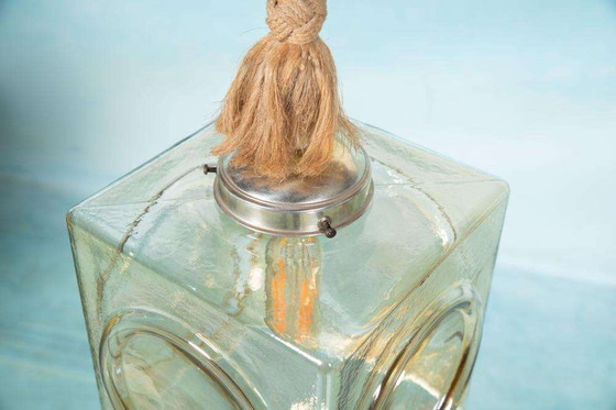 Image 1 of Lampada a sospensione in vetro Japandi, lampada cubica vintage in vetro bohémien