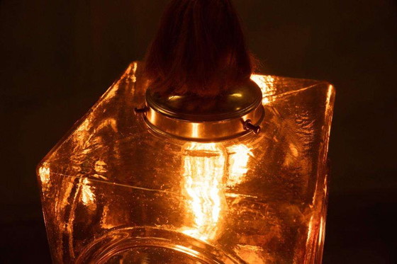 Image 1 of Lampe suspendue en verre Japandi, lampe cubique bohème en verre vintage