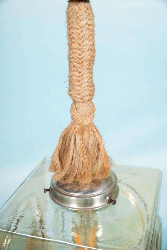 Image 1 of Lampe suspendue en verre Japandi, lampe cubique bohème en verre vintage